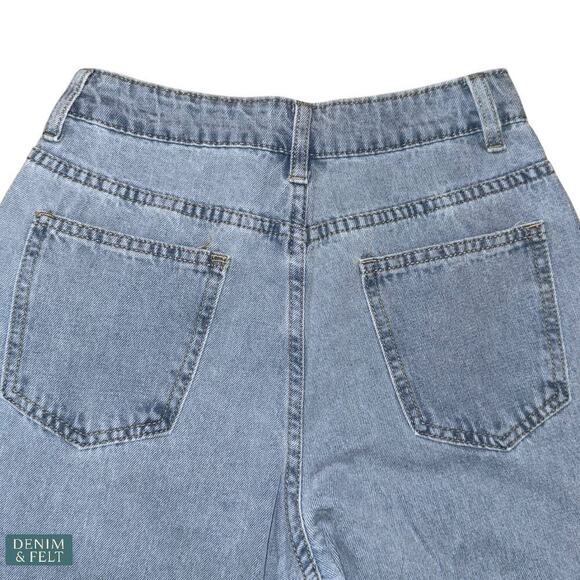 Wide Leg Light Wash Denim Jeans Relaxed Straight Fit Women’s Size XS Casual - Picture 4 of 7